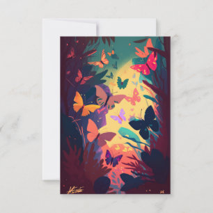 Cartão De Agradecimento Borboleta Retrato Animal Pintura Floresta Selvagem