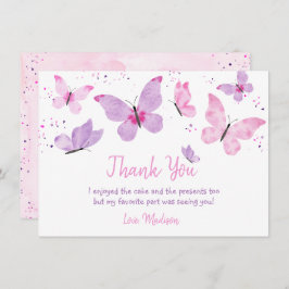 Cartão De Agradecimento Borboleta Rosa Púrpura Aniversário