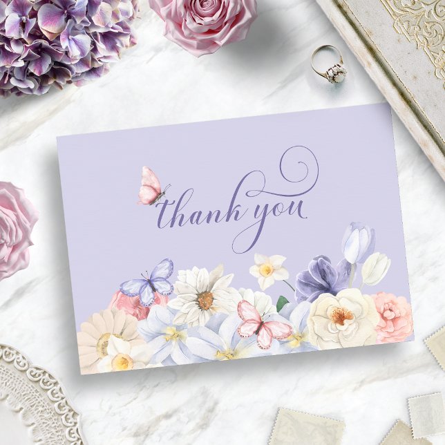 Cartão De Agradecimento Borboleta Roxa (Purple Butterfly Thank You Card
)