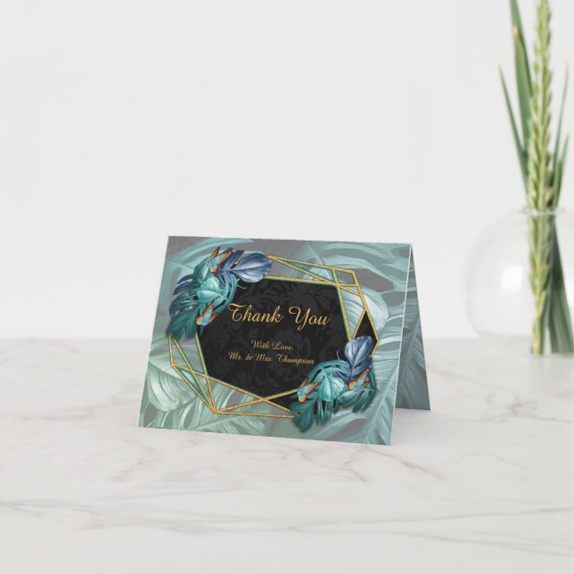 Cartão De Agradecimento Borboletas de Paraíso/Turquesa Tropical Splash (Frente)