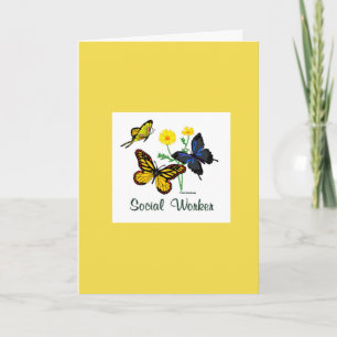 Cartão De Agradecimento Borboletas do Trabalhador Social Obrigado