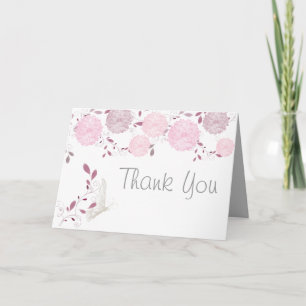 Cartão De Agradecimento Borboletas e crisântemos cor-de-rosa Obrigado