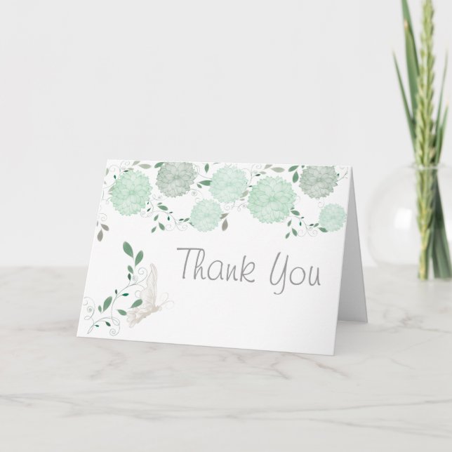 Cartão De Agradecimento Borboletas e cristãos verdes Obrigado (Frente)