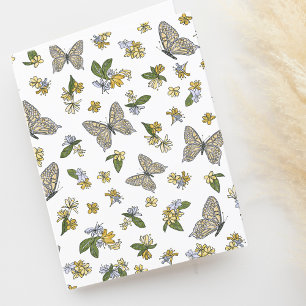 Cartão De Agradecimento Borboletas e Vazio de padrão Honeysuckle