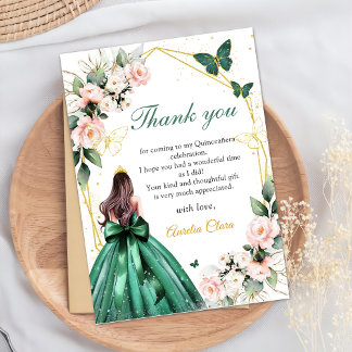 Cartão De Agradecimento Borboletas Florais Rosa Princesa Quinceanera