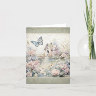 Cartão De Agradecimento Borboletas Na Vintagem Do Jardim Nota 3