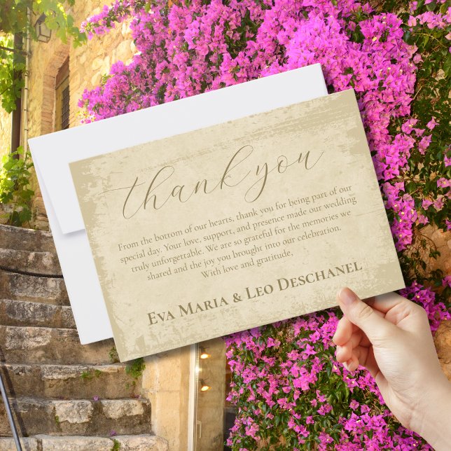 Cartão De Agradecimento Borda de Grunge Esbranquiçada Elegante (Criador carregado)