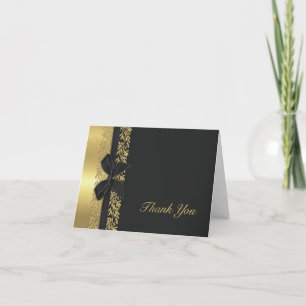 Cartão De Agradecimento Borda Dourada do Vinho Negro Obrigado