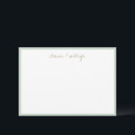 Cartão De Agradecimento Borda Minimalista de Hortelã e Salva Personalizada<br><div class="desc">Cartão de agradecimento com nome de rótulo personalizado e borda minimalista de hortelã e salva</div>