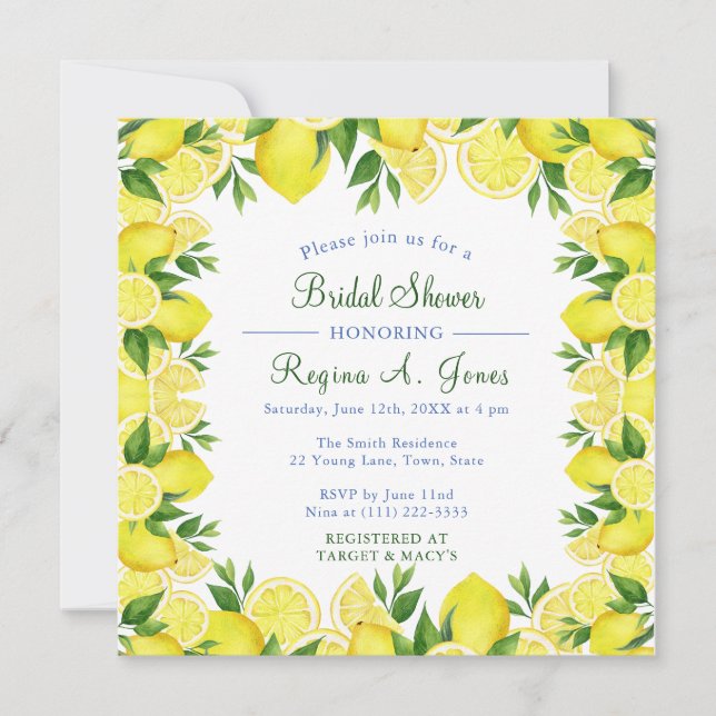 Cartão De Agradecimento Borda uniforme de fruta de limão floral (Frente)