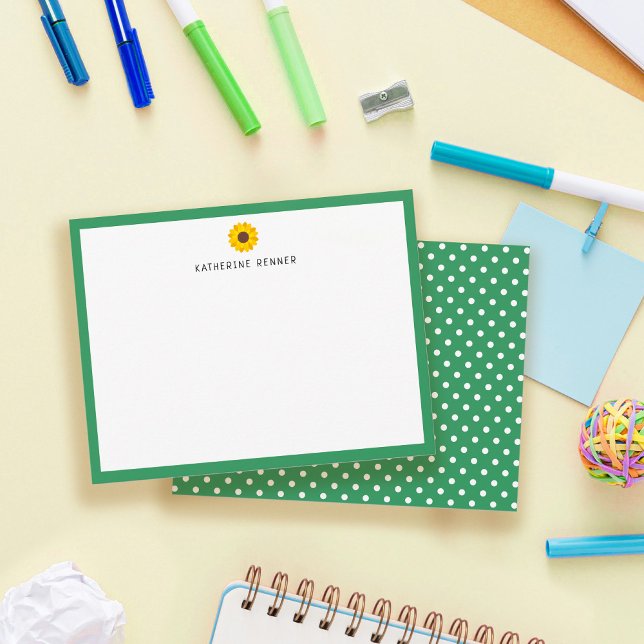 Cartão De Agradecimento Borda Verde de Girassol Personalizada (Criador carregado)