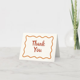 Cartão De Agradecimento Borda Wavy Mínima Whimsical Manuscrita Simples