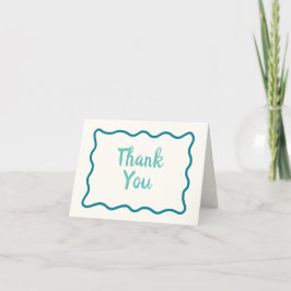 Cartão De Agradecimento Borda Wavy Mínima Whimsical Manuscrita Simples