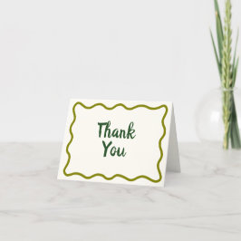 Cartão De Agradecimento Borda Wavy Mínima Whimsical Manuscrita Simples
