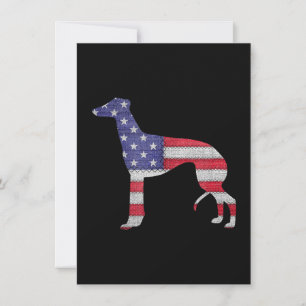 Cartão De Agradecimento bordado da bandeira americana patriota galgo-do-no