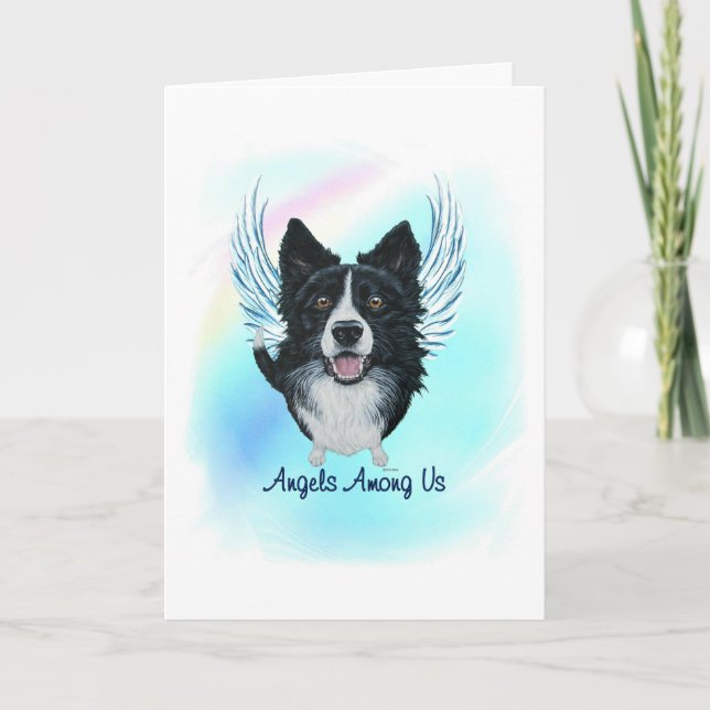 Cartão De Agradecimento Border Collie Angel Dog Pet Loss Sympathy Card (Frente)