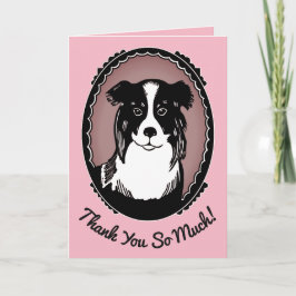 Cartão De Agradecimento Border Collie Pink & Black Thank You So Much Card