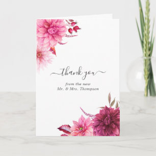 Cartão De Agradecimento Bordô & Bege Outono Floral Casamento Foto