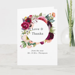 Cartão De Agradecimento Bordo Violet Plum Watercolor Foto De Casamento Flo