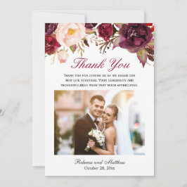 Cartão De Agradecimento Borgonha Marsala Floral Obrigado Casamento Foto