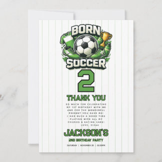 Cartão De Agradecimento Born 2 Soccer Sports Themed Boy 2nd Birthday Party