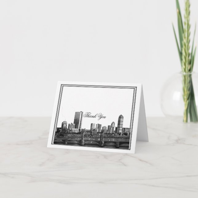 Cartão De Agradecimento Boston Destination Wedding Thank You (Frente)