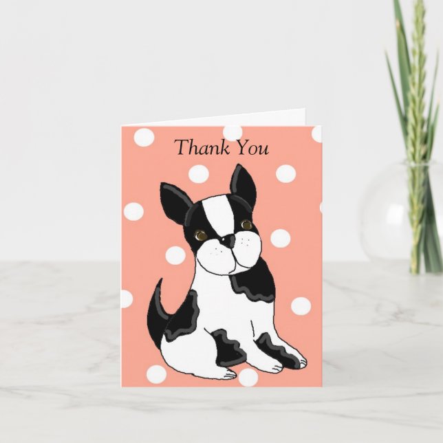 Cartão De Agradecimento Boston Terrier Obrigado (Frente)