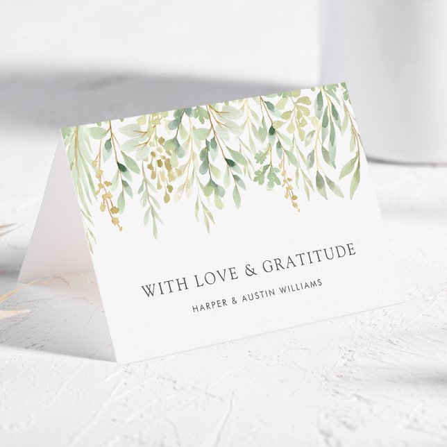 Cartão De Agradecimento Botânica de Folhagem Verde de TEXTO PERSONALIZADA (Criador carregado)