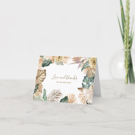 Cartão De Agradecimento Botânica Floral Tropical Dourado Mauve Casamento