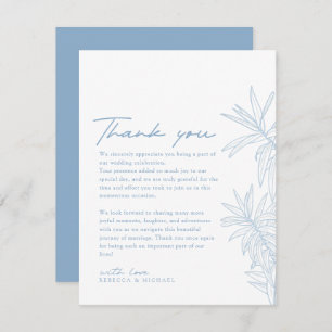 Cartão De Agradecimento Botânica Simples Desenhada à Mão Azul Dusty
