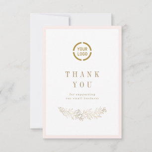 Cartão De Agradecimento Botânica simples e elegante com logotipo para peq