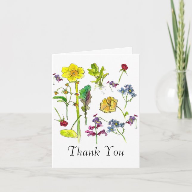 Cartão De Agradecimento Botanical Art Vegetable Flowers Thank You (Frente)