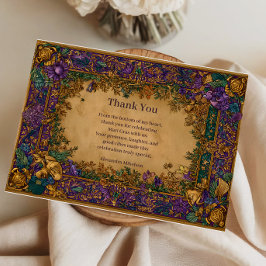 Cartão De Agradecimento Botanical Baroque Mardi Gras Masquerade