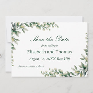 Cartão De Agradecimento Botanical eucalyptus leaves save the date card