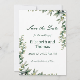 Cartão De Agradecimento Botanical eucalyptus leaves save the date card