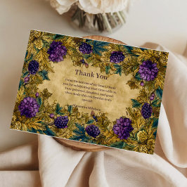 Cartão De Agradecimento Botanical Grape Mardi Gras Masquerade