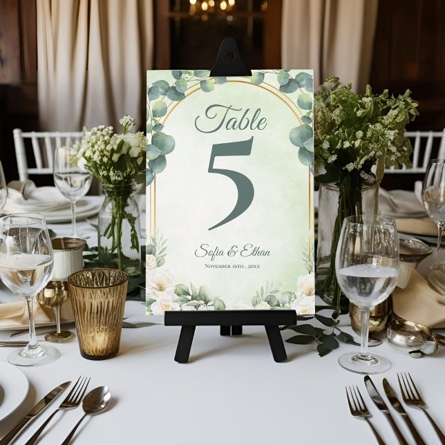 Cartão De Agradecimento Botanical Greenery Eucalyptus Wedding Table Number (Botanical Greenery Eucalyptus Wedding Table Number)