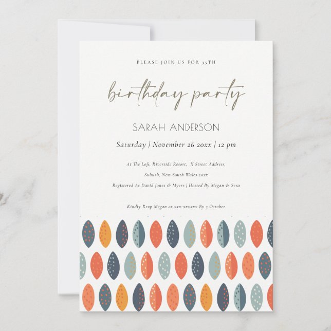 Cartão De Agradecimento Botânico De Folha Azul Cuta Qualquer Idade Convida (Frente)