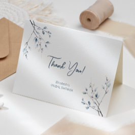 Cartão de Agradecimento Botânico de Inverno Azul F