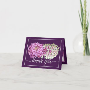 Cartão de Agradecimento Botânico Rosa Mum e Orquíd