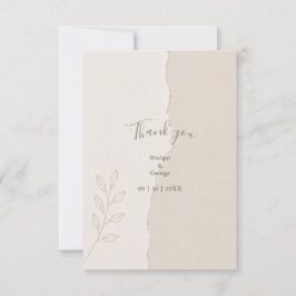 Cartão De Agradecimento Botânicos de casamento minimalistas em papel rasga
