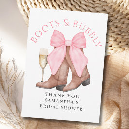 Cartão De Agradecimento Botas de Cima Bridal Shower Bubbly 