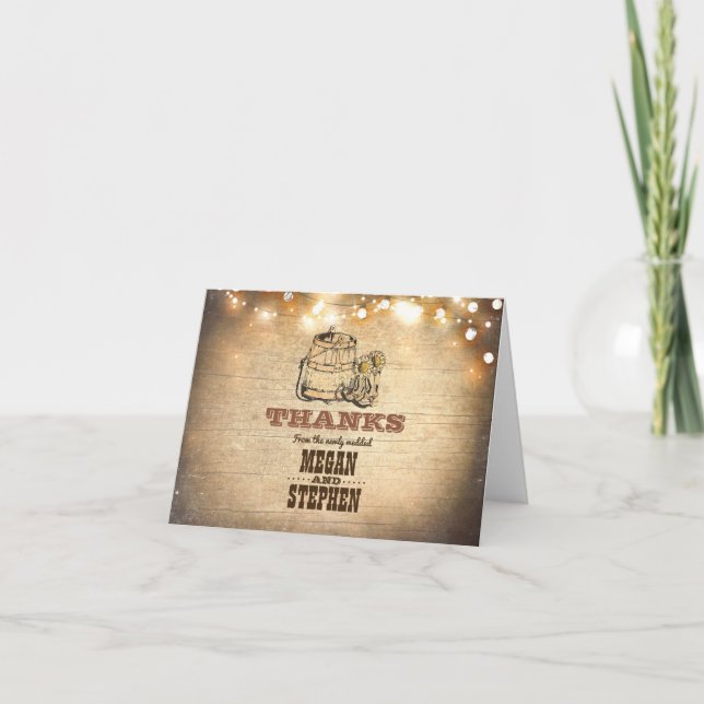 Cartão De Agradecimento Botas de Cowboy Casamento Rústico no Campo Obrigad (Frente)