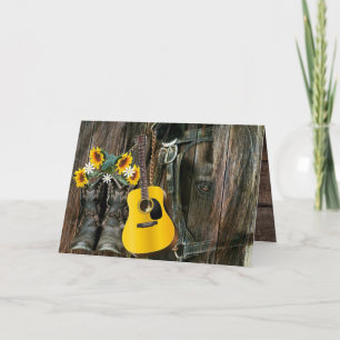 Cartão De Agradecimento Botas de cowboy do cavalo ocidental Guitar Girass