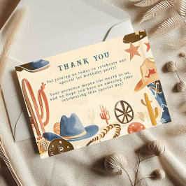Cartão De Agradecimento Botas de Cowboy Rústicas 1º Aniversário