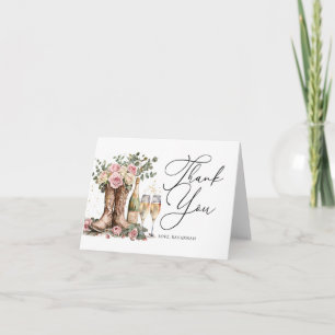 Cartão De Agradecimento Botas e Bolhas Chique Festa de Noivado Rústica Cou