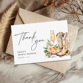 Cartão De Agradecimento Botas e Espumante Festa de Noivado Western