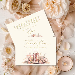 Cartão De Agradecimento Botas Florais do Último Rodeio Chá de Noiva Cowgir