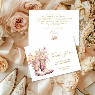 Cartão De Agradecimento Botas Florais Flores Rodeio Floral Chuveiro de Noi