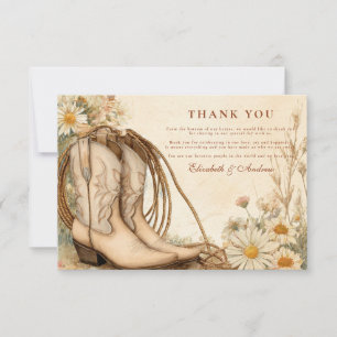 Cartão De Agradecimento Botas Rústicas de Cowgirl Casamento Flor Silvestre